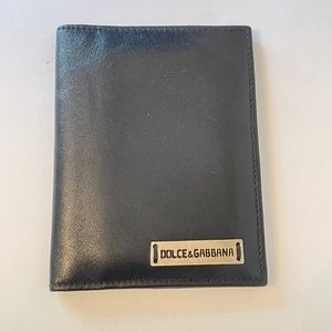 Dolce & Gabbana Passport Holder Black Leather RARE Unisex EUC Wallet